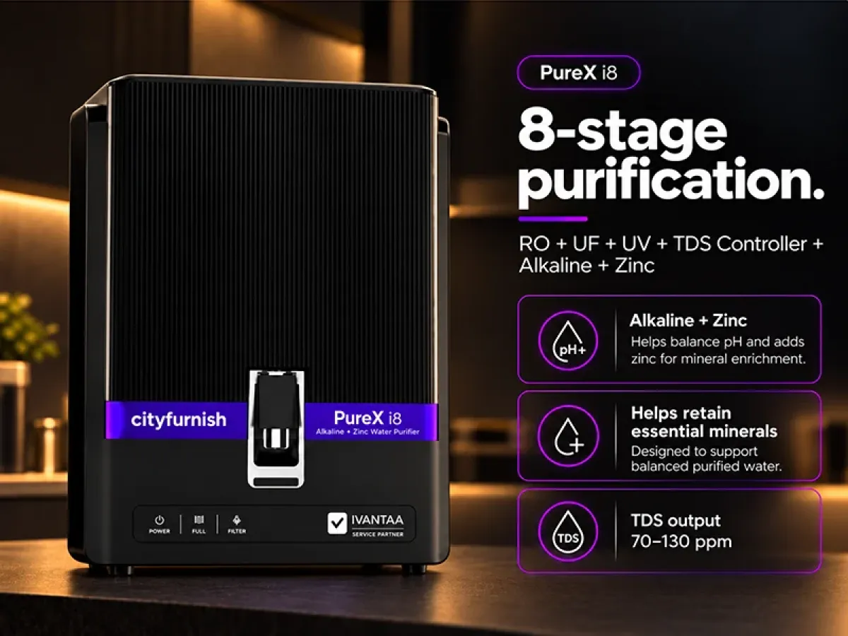 PureX i8 Water Purifier   RO + Alkaline + Zinc